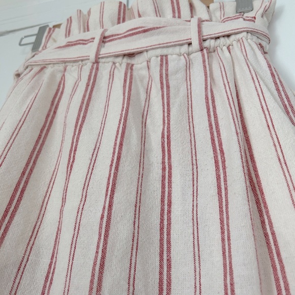 Zara High Waisted Red and White Striped Midi Wrap Skirt - Picture 4 of 11
